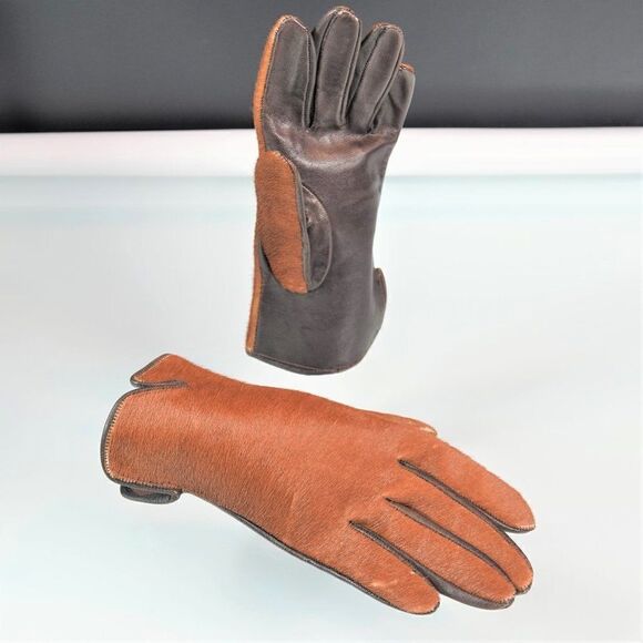 Vintage Fashion Gloves Hair On Hide Leather - Picture 2 of 10